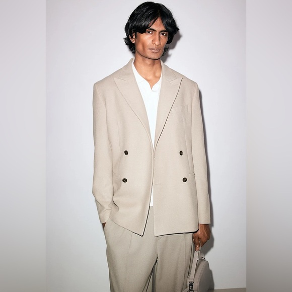 Regular Fit Wool-Blend Double-Breasted Jacket - Picture 2 of 4